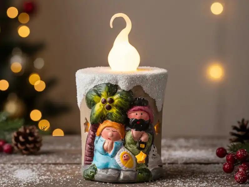 Velon de ceramica c/pesebre y Luz 12cm