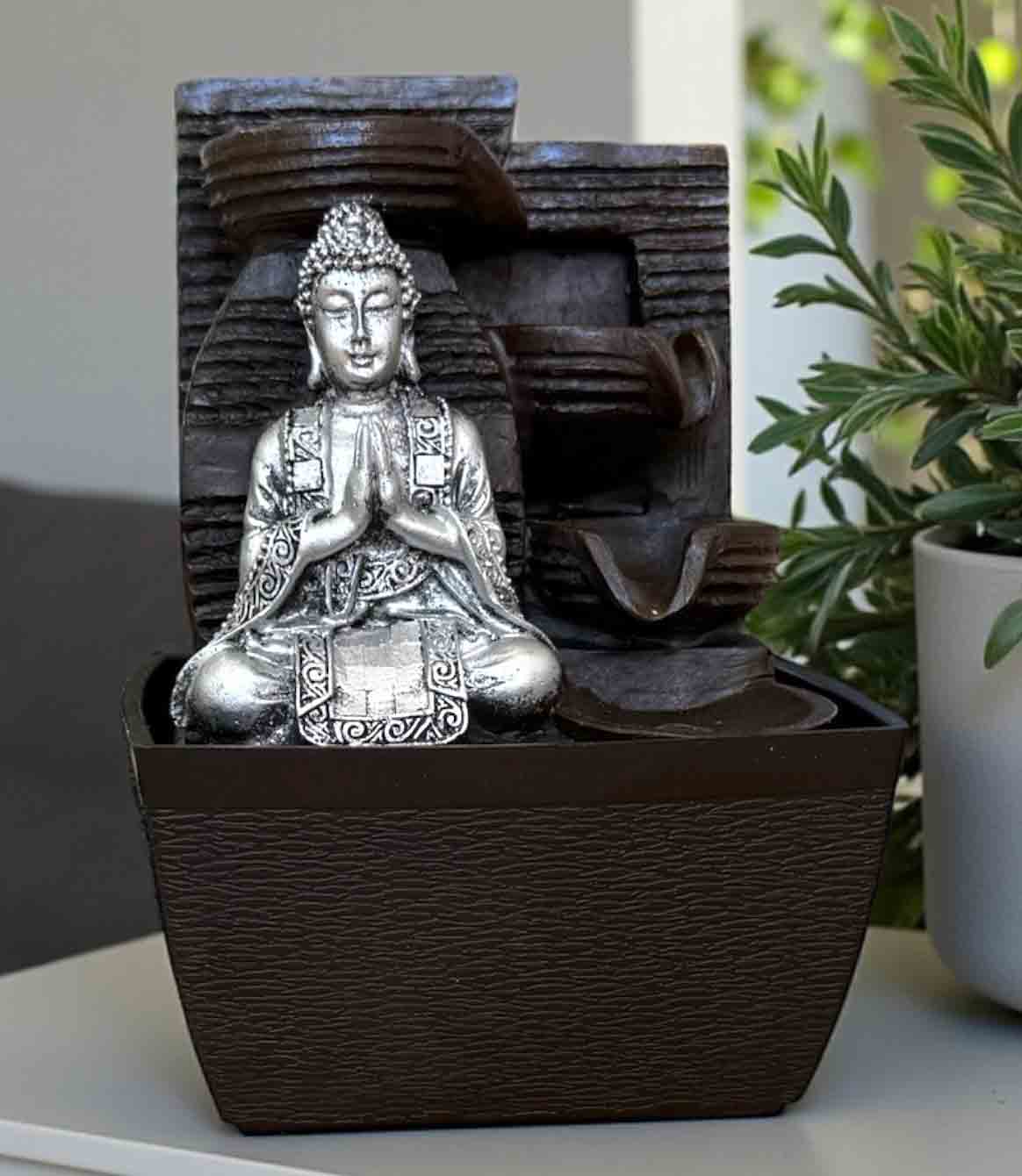 Fuente c/ Led Buda 3 vasijas 17 Cm