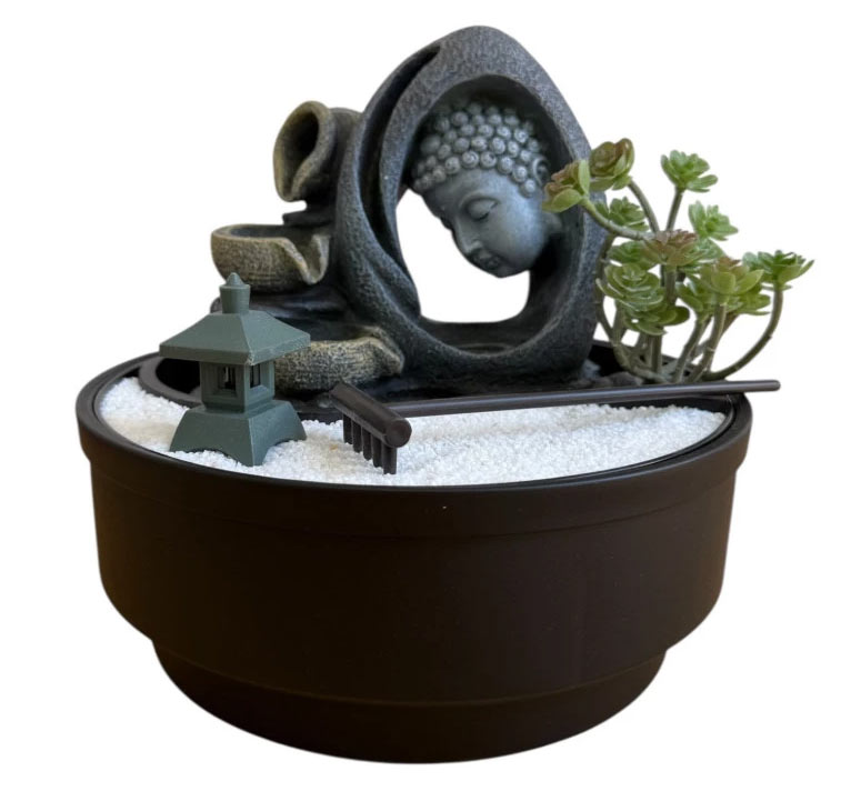 Fuente Rostro de Buda con Jardin Zen 21,5cm