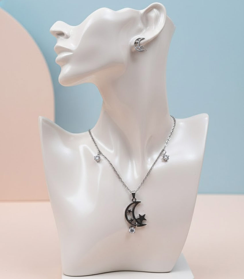 Collar con Aritos Acero quirugico